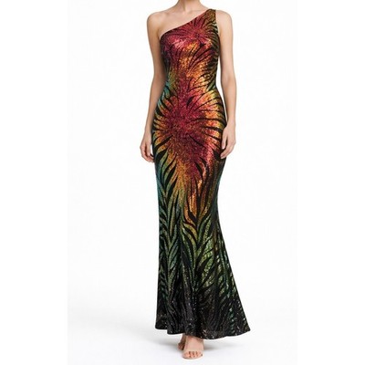 green emerald velvet dress Simple One Shoulder Mermaid Sequins Side Slit Long Evening Prom Dresse –  GordressYou