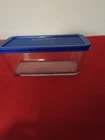 Pyrex 7214 Rectangular Storage Glass with Blue Lid 1.2Qt Bread Pan Size