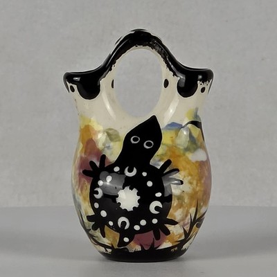Smithsonian Apache 1948 Mana Black Lizard Mini 3'' Wedding Vase Signed