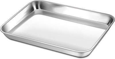 9 Inch Stainless Steel Baking Sheet Pan Cookie Toaster Oven Tray for Bread Bacon