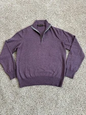 Loro Piana Mens Silk Cashmere 1/4 Zip Pullover Sweater L 50 Light Burgundy
