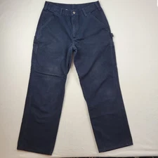 Carhartt Pants Mens 33X30 Navy Blue B11-MDT Orig Dungaree Fit Workwear Cotton