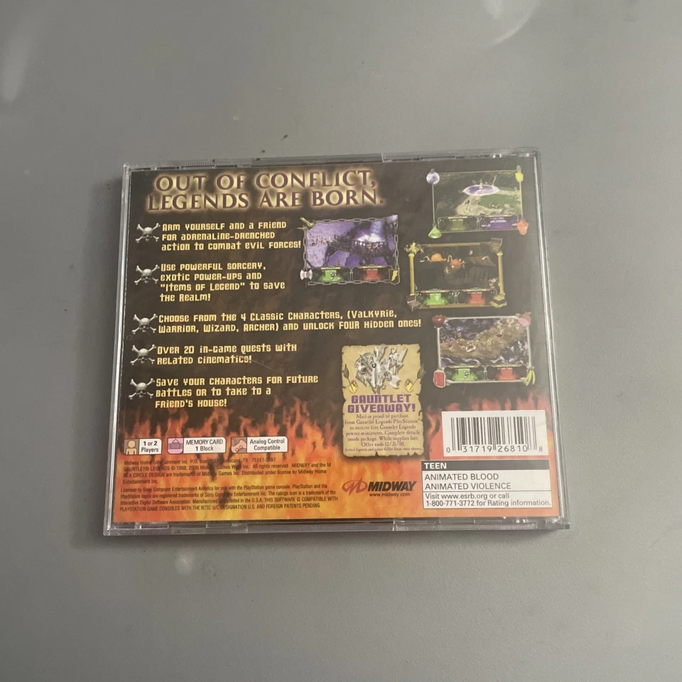 Gauntlet Legends (Sony PlayStation 1, 2000) Black Label w/ manual and case - Image 4 of 4