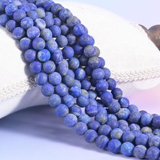 Lapis Lazuli Matte Frosted Round Beads 4mm 6mm 8mm 10mm Blue 15in Strand