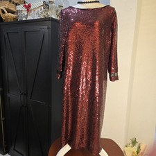 SD Collection Women's Red Sequin 3/4 sleeve lined Dress Size 3x. 