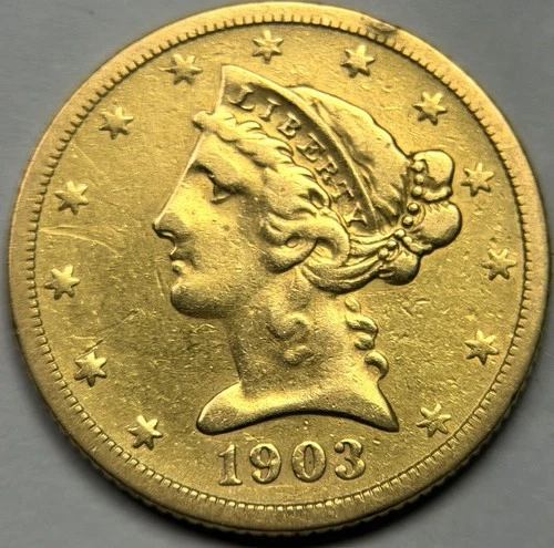 1903-S $5 Five VF Details Liberty Head Gold Coin San Fran  Pre-1933 Half Eagle