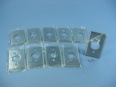 Cooper 93091 Stainless Steel 1.40'' Single Receptacle Outlet Wallplates 10pk