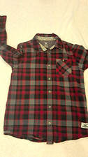 Shaun White Boys Size 12 Plaid Button-Up Shirt Red/Gray/Black Pockets