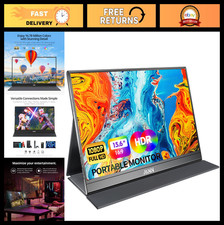 15.6" FHD 1080P Portable Monitor - Ultra-Slim IPS, USB-C, HDMI, Gaming, Smart Co
