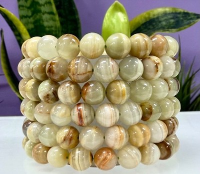 Wholesale Lot 6 Pcs Natural Green Onyx 10mm 8 Crystal Stretch Bracelet