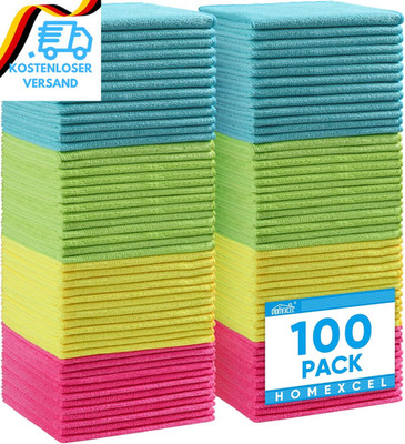 HOMEXCEL Microfasertücher 100 Stück, Mikrofasertücher Mikrofaser Reinigungstüche