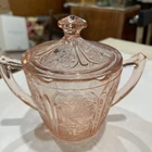 Pink Depression Glass Jeanette Cherry Blossom Sugar Bowl w/ Lid (SN T-1)