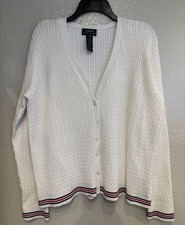 Vtg Lauren Ralph Lauren White Cable Knit Card...