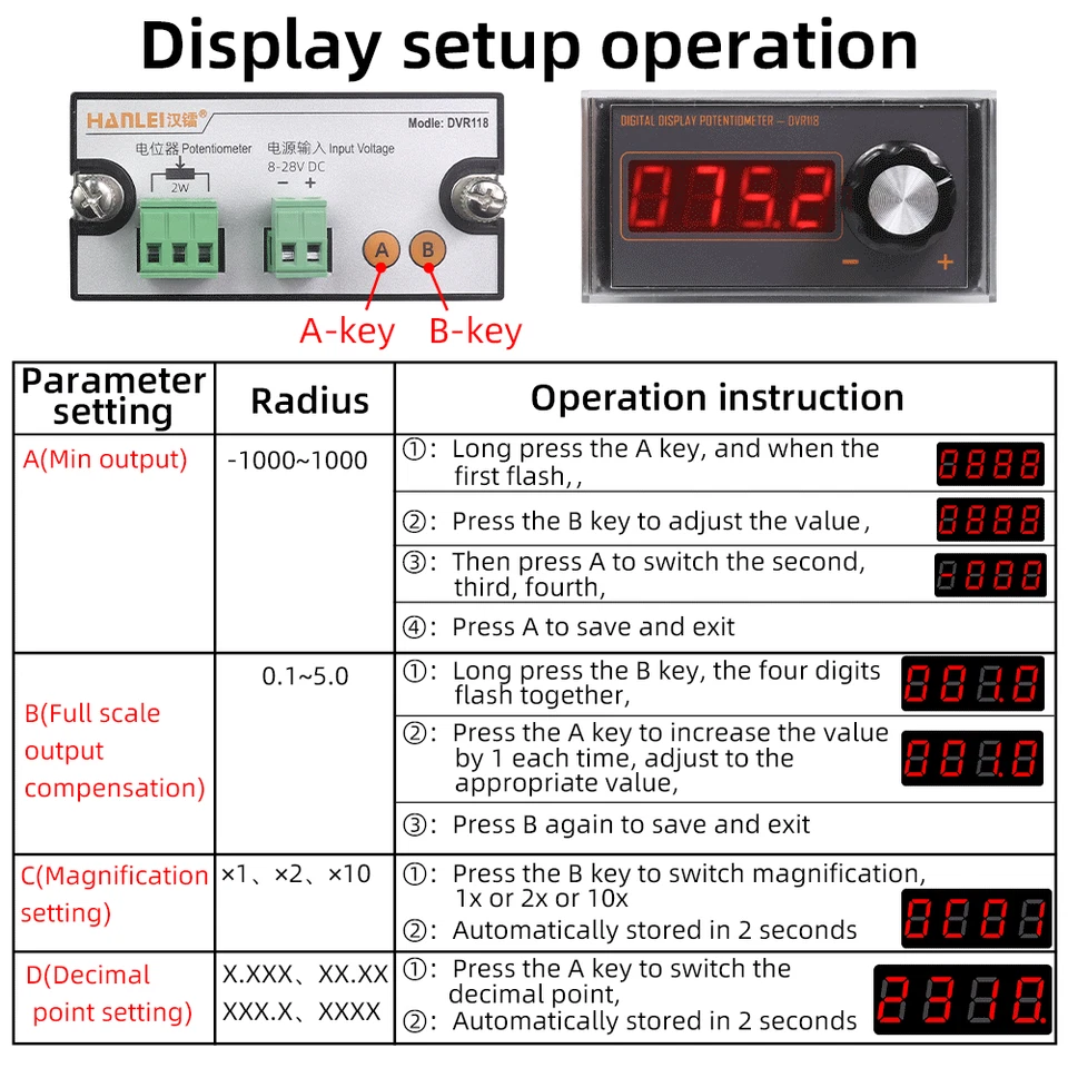 AC DC 110V 220V Digitalanzeige Potentiometer 10K 100K einstellbarer Widerstand - Bild 3 von 4