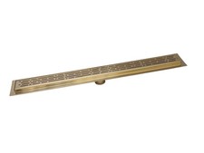 SereneDrains 304 SS Brushed Gold Shower Drain Kit Broken Lane Brass 16"-59"