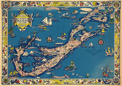 Map Bermuda Islands Wall Art Poster Print Decor Vintage History Genealogy