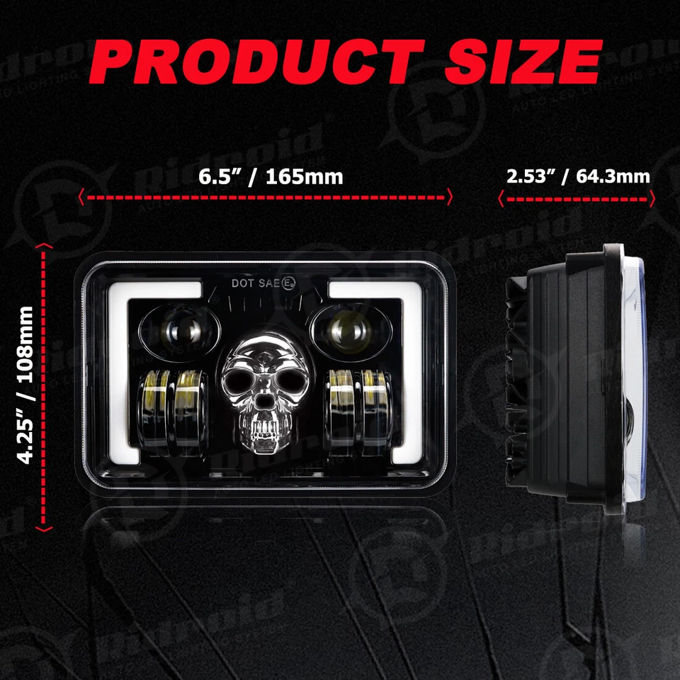 KIT faros LED RGB de 4x6" y anillo Halo DRL para Chevrolet Camaro Iroc-Z 1982-1992 Foto 4 de 4