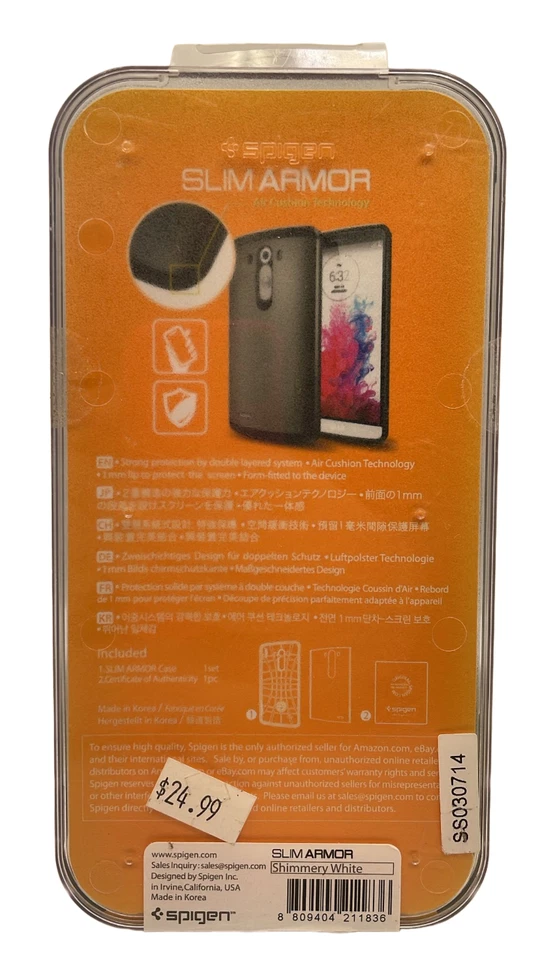 Spigen Slim Armor Case for LG G3 Shimmery White & Black - Image 4 of 4