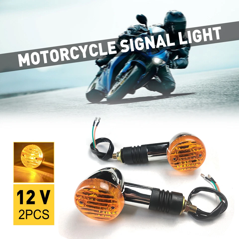 2x Intermitente de luz de bala LED ámbar cromado para motocicleta para Honda EAAE Foto 4 de 4