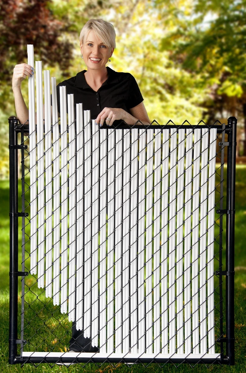 Chain Link White Single Wall Ridged Privacy Slat For 3ft High