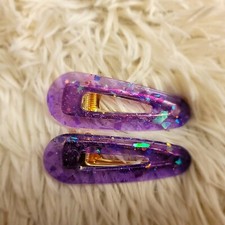 Handmade Purple Multi Color Glitter Resin Hair Clip