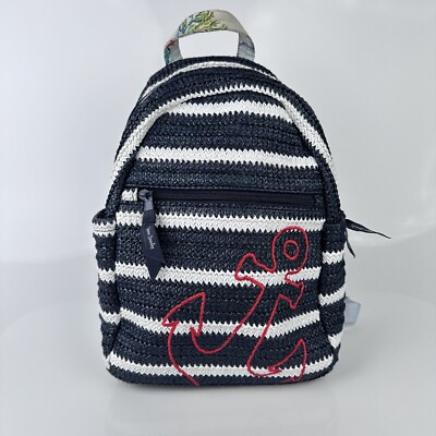 NWT Vera Bradley Navy Anchor Straw Backpack Vera Bradley Regatta Anchor Navy Straw Small Backpack NWOT  main image 3