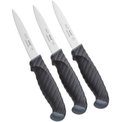 3 Pack Schraf 4'' Smooth Edge Paring Knife Set with TPRgrip Handle