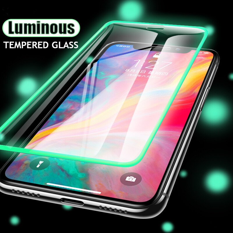 Luminous Tempered Glass For iPhone 14 13 12 SE X XR XS 11 Pro 7 Full Cover Glass