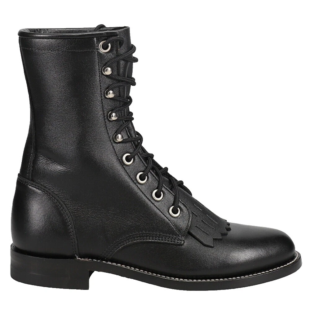 Black Solid Justin Boots for Women