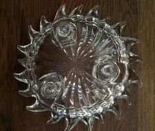 Partylite Aurora Crystal Footed 3 Taper Candlestick 9.5x3 Celestial Sun Germany