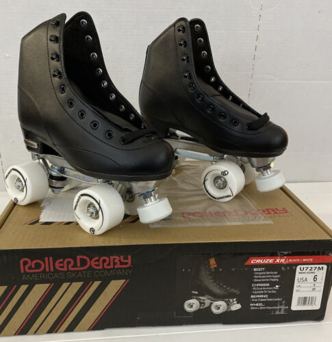Roller Derby Cruze XR Black White Size 6 Men Skates Boot Open Box U727M