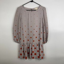 Meadow Rue Womens Minutiae Drop Waste Dress Size 6 Polka Dot Gray Pockets Open