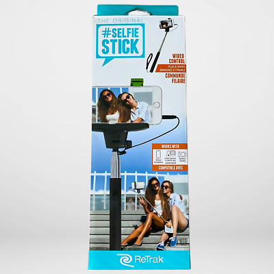 ReTrak Selfie Stick w/ Wired Shutter - Extendable Phone Holder for Photos/Videos