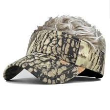 New Men Sun Visor Toupee Hats Spiky Wig Hat Golf Baseball Hat with Fake Hair Cap