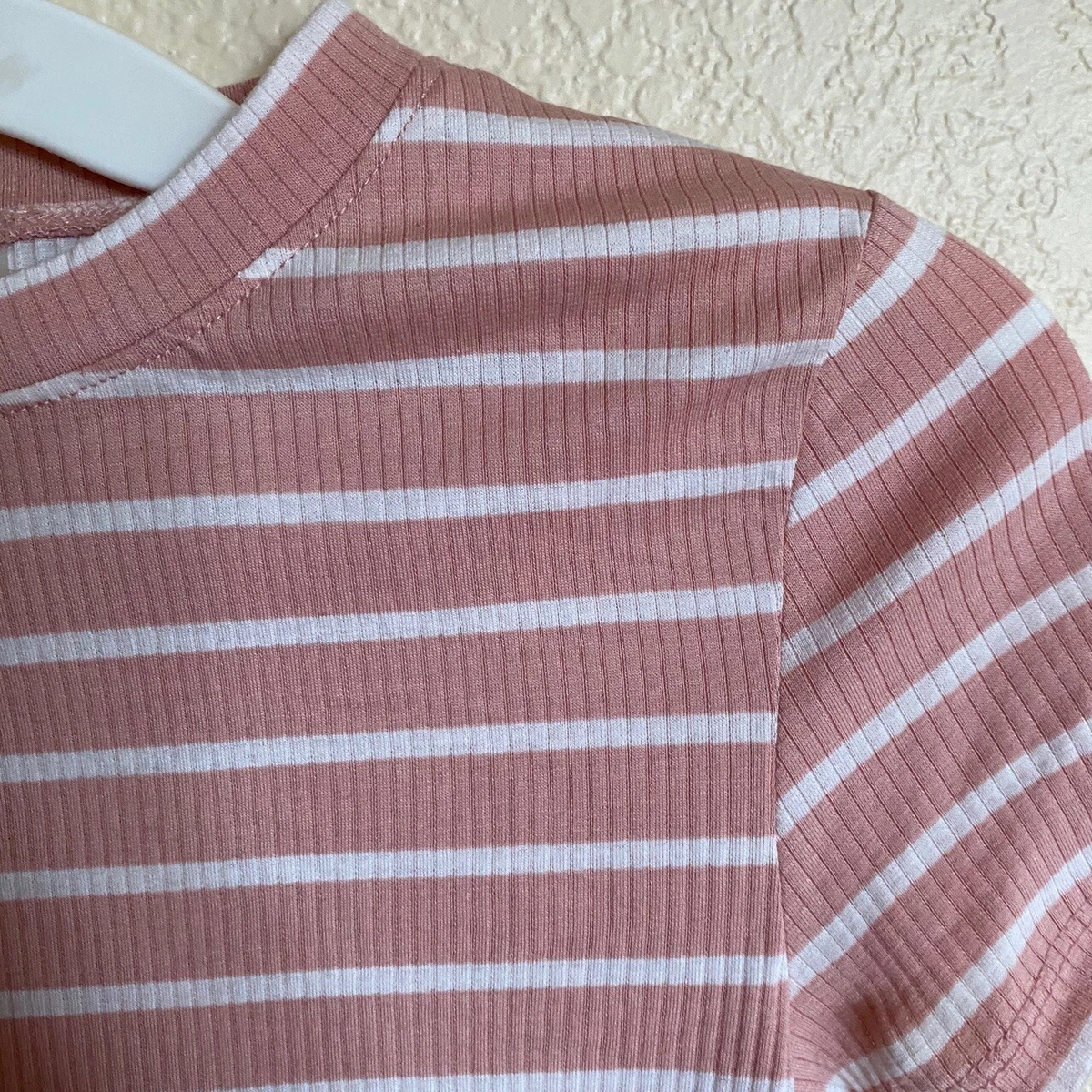 Pastel Pink And White Striped Crop Top H M Size Small eBay