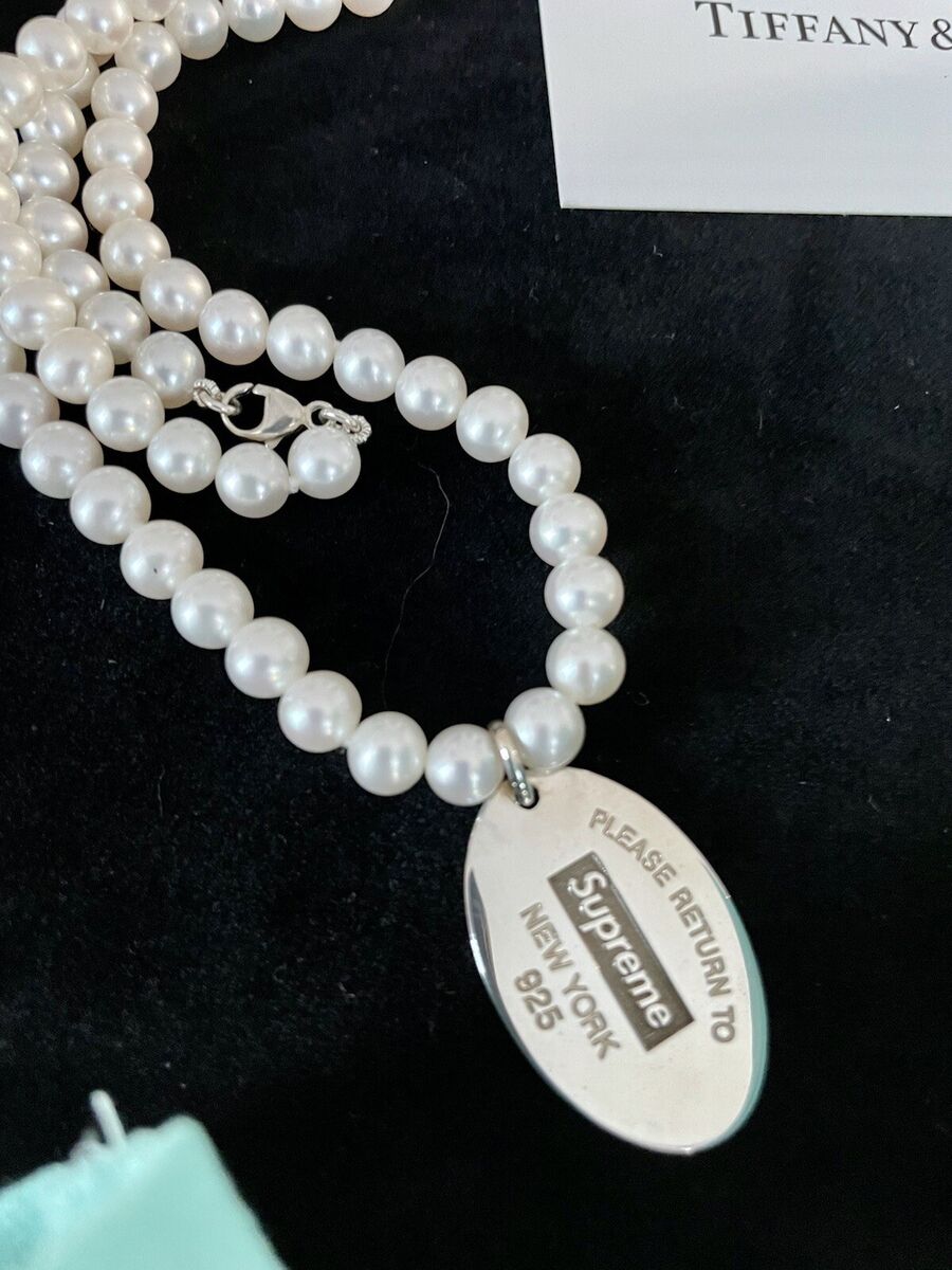 Supreme Tiffany & Co Tag Pearl Necklace