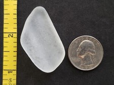 GENUINE PURE BEACH SEA GLASS SURF TUMBLED WHITE CLEAR SNOW FROSTED PENDANT N04