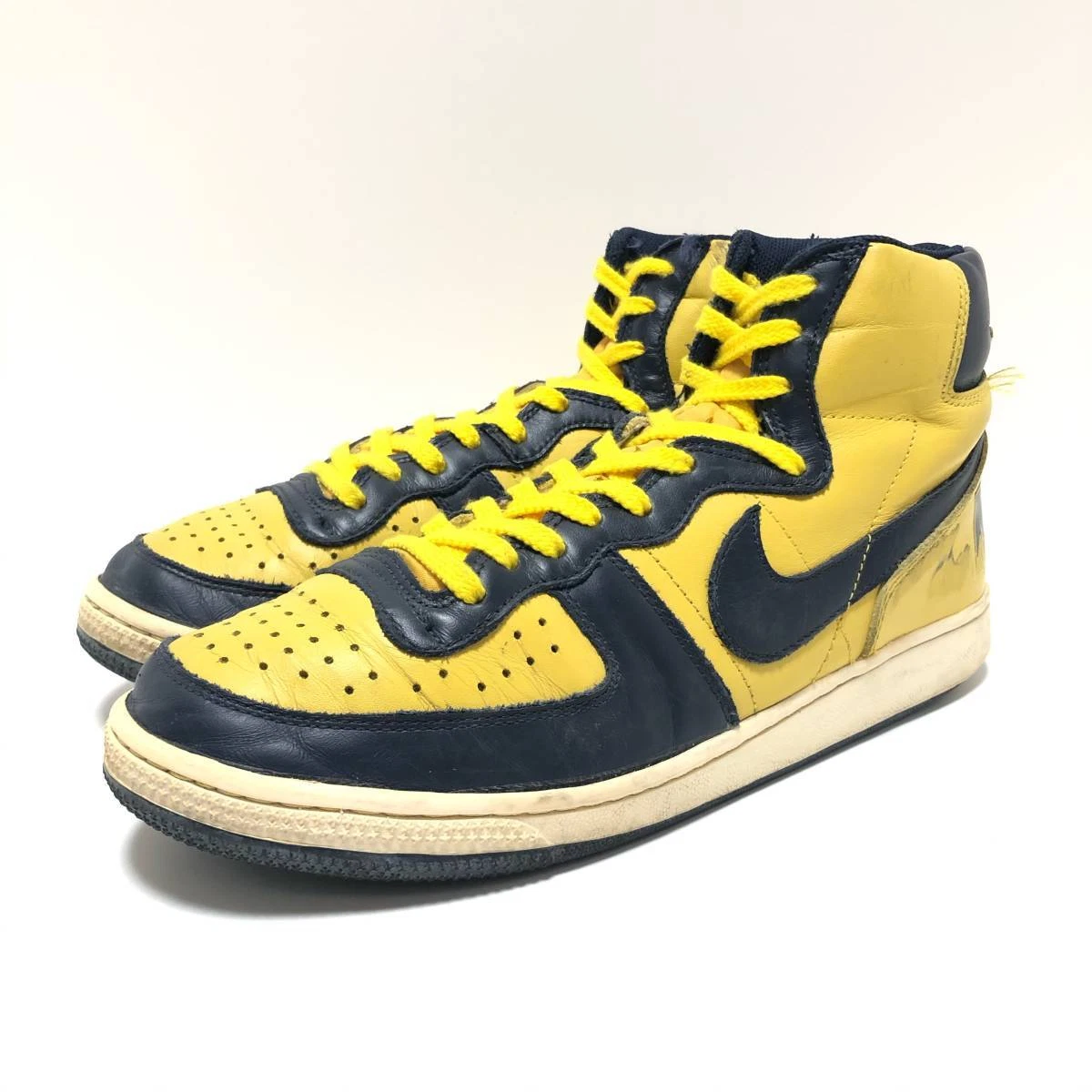 NIKE TERMINATOR HIGH VNTG Navy x Yellow Michigan Color Men's US10.5 2008 Used