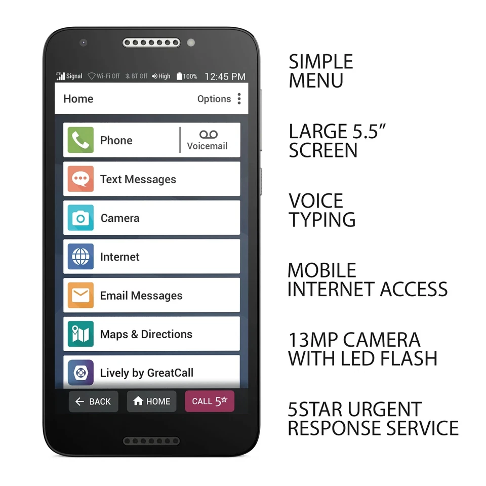 GreatCall Jitterbug Smart2 Alcatel / TCL 5049S 5.5" Smartphone for Seniors - Image 3 of 4