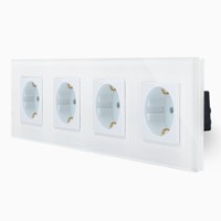 Steckdose 4 Fach Schuko Kombisteckdose Unterputz Glas Weiß Luxus-Time