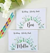 Personalised Children's Wedding Activity Pack Bag Favour A6 Leaves