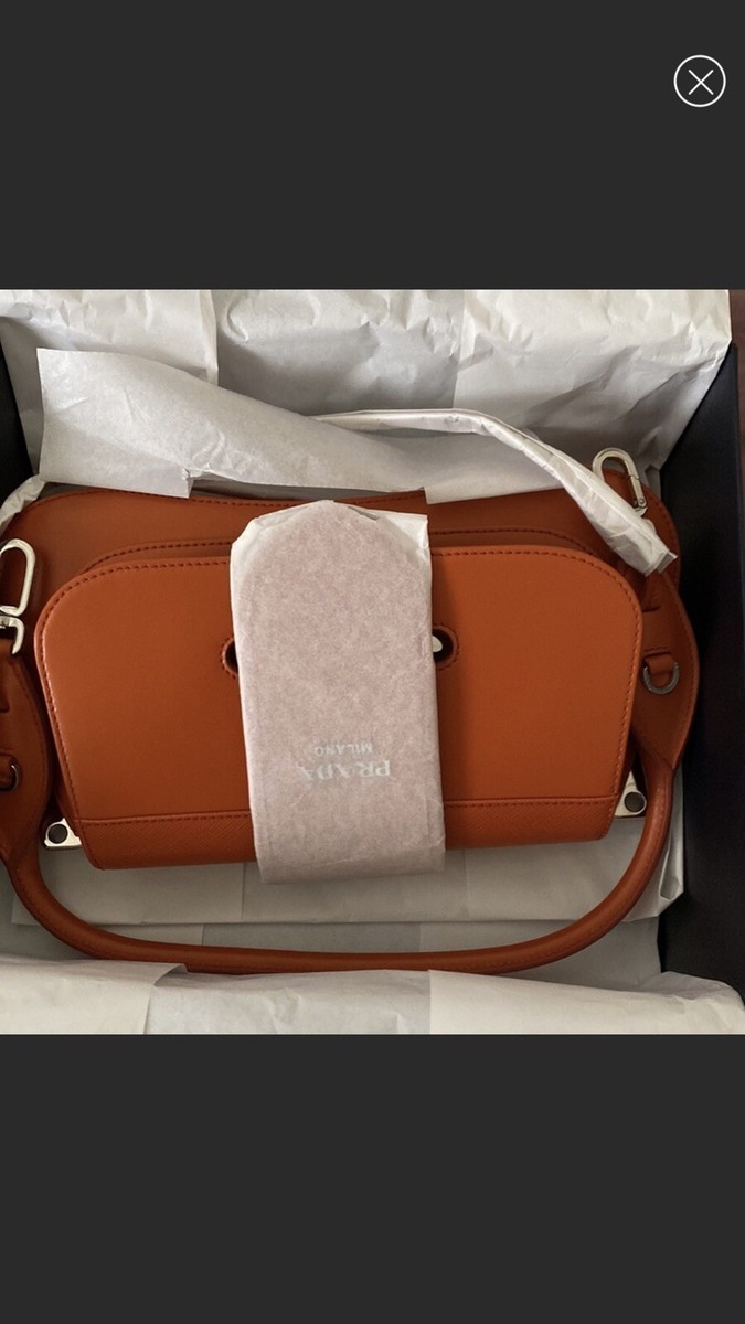 Prada City Calfskin Saffiano Sidonie Shoulder Bag Papaya | eBay Prada City Calfskin Saffiano Sidonie Shoulder Bag Papaya | eBay