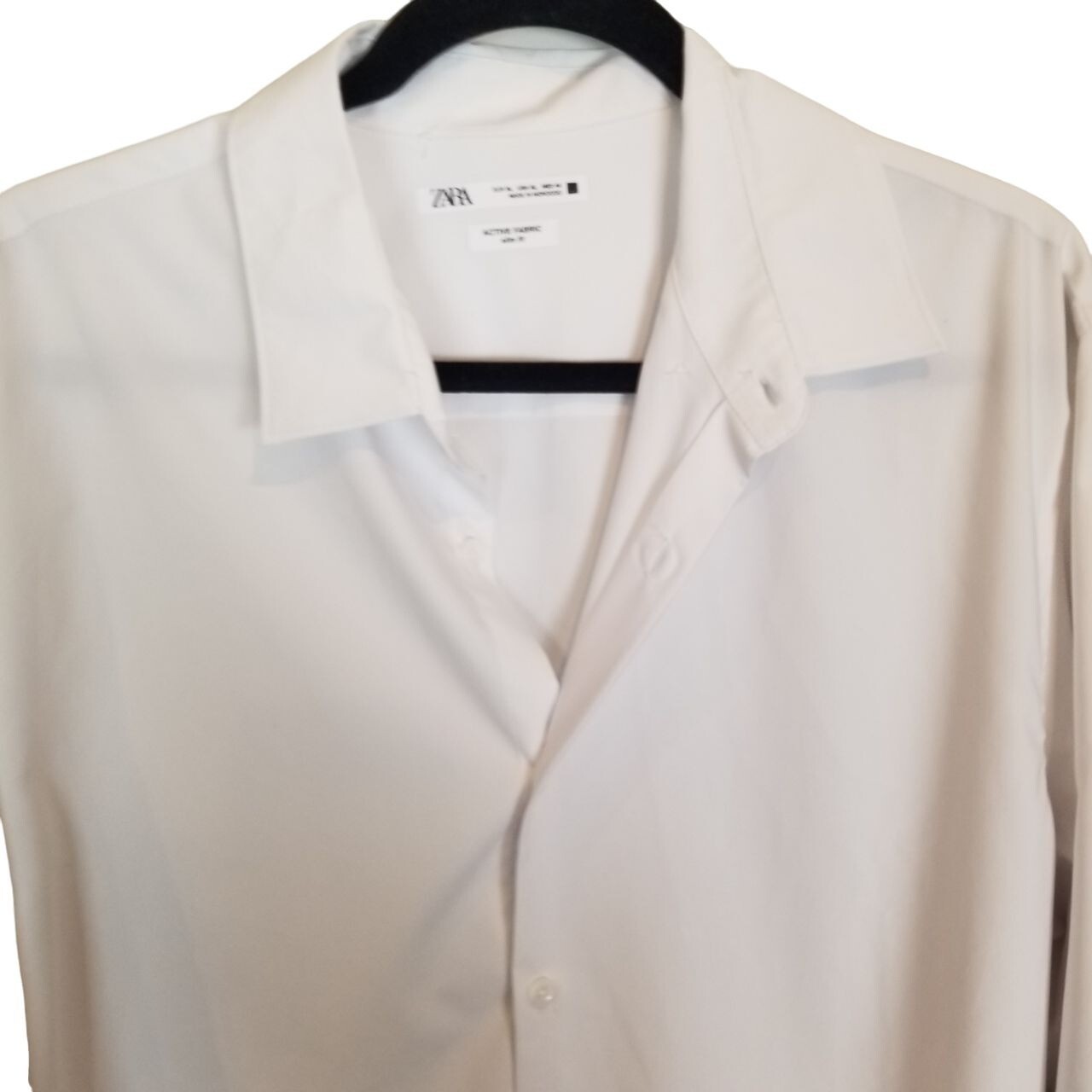 ZARA Men XL White Active Fabric Slim Fit Long Sleeve … - Gem