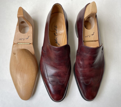 JOHN LOBB Paris Bespoke Men’s Burgundy Wingtip Loafers Trees US 9/9.5, $8500 - Afbeelding 1 van 16