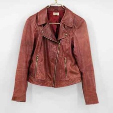 Fossil Rust Red Women's Lamb Leather Jacket Size S