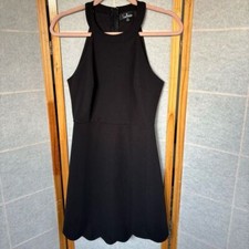 Lulus Mamacita Black Halter Skater Dress Women's Sz Small Mini Scallop Fit Flare
