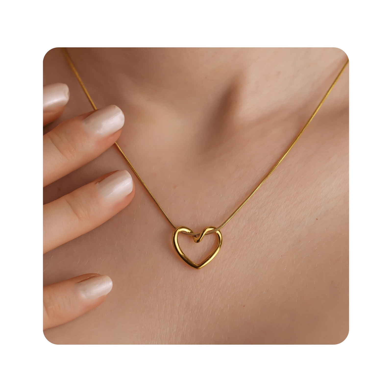 Assell Single Heart Necklace for Women 14k Gold Plated Heart Necklace Simple ...