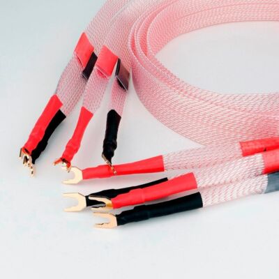 OCC Flat Silver Plated Speaker Cable HiFi Loudspeaker Cable With Spade Y Plug