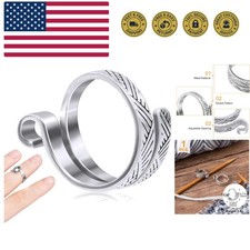 Knitting Crochet Loop Ring for Fingers, Adjustable Crochet Tension Ring, Meta...
