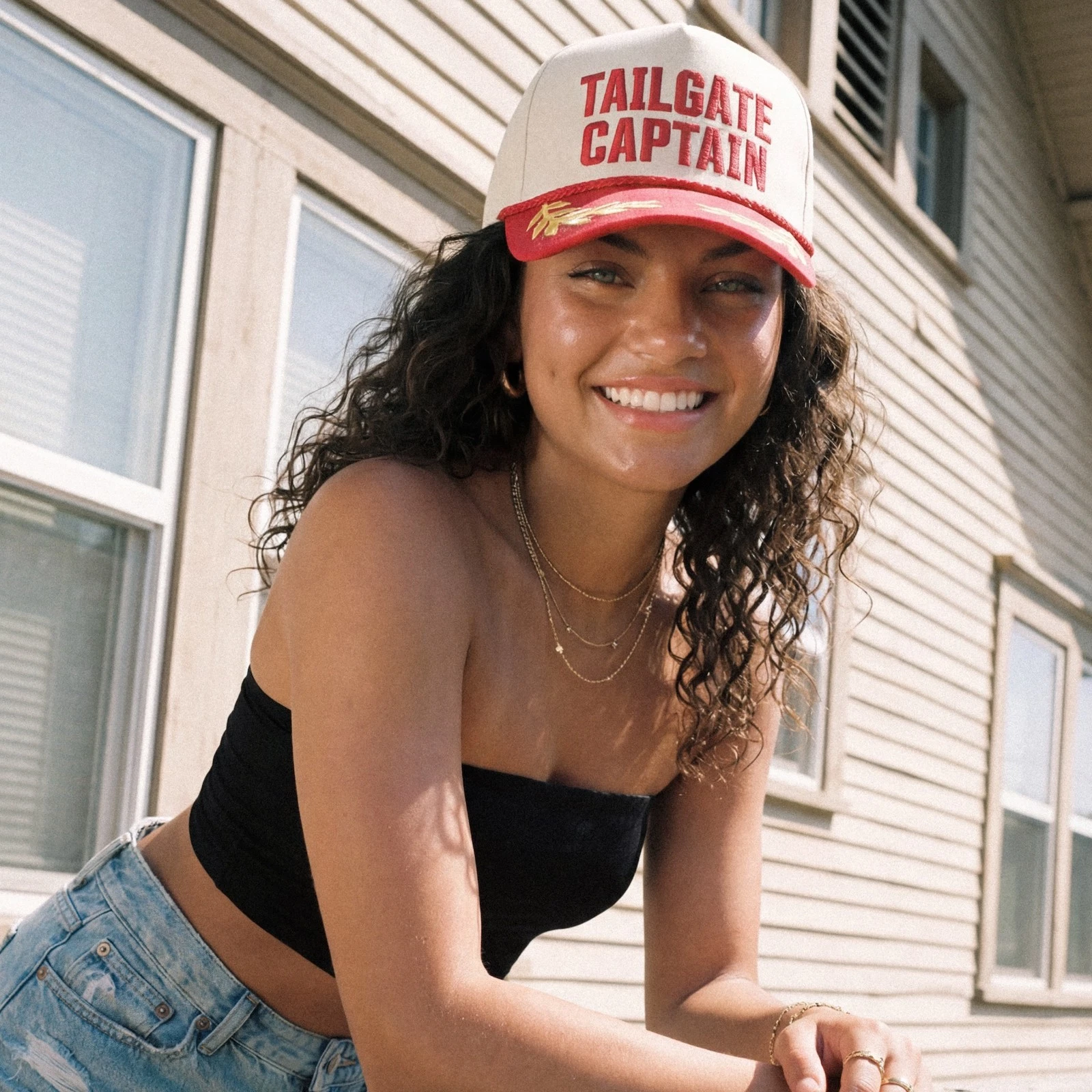 C.C Women TAIL GATE CAPTAIN Letter Two Tone Snapback Baseball Tucker Cap Hat